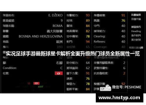 实况足球手游最新球星卡解析全面升级热门球员全新属性一览